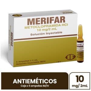 METOCLOPRAMIDA AMP IM/IV 10MG/2ML (MERIFAR) X 5 UNIDADES
