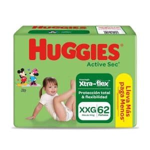PAÑALES HUGGIES ACTIVE SEC BIGPACK (XXG) X 62 UND (DESCONTINUADO)