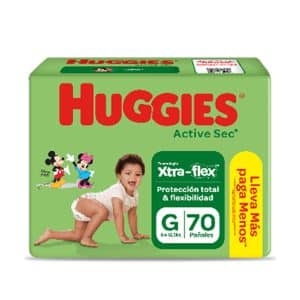 PAÑALES HUGGIES ACTIVE SEC BIGPACK (GDE) X 70 UND
