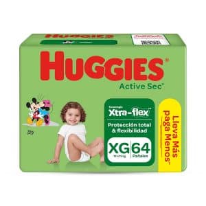 PAÑALES HUGGIES ACTIVE SEC BIGPACK (XG) X 64 UND (DESCONTINUADO)