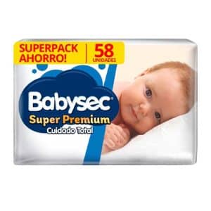 PAÑALES BABYSEC SUPER PREMIUM (BLANCO) MD X 58 UND