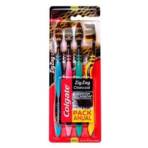 CEPILLO COLGATE ZIG ZAG CHARCOAL X 4 (PACK)