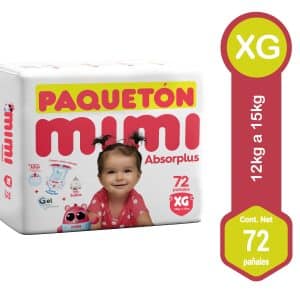 PAÑALES MIMI ABSORPLUS PAQUETON XG X 72 UNID
