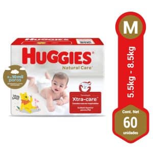 PAÑALES HUGGIES NATURAL CARE (MD) X 60 UND