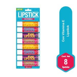 LIPSTICK P/LABI + VIT E C/SURTIDOS SPF-30 X 8